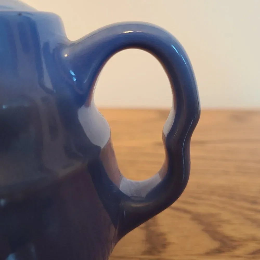Blue Stoneware Teapot Vintage Made In U.S.A. 2 Cup Capacity
